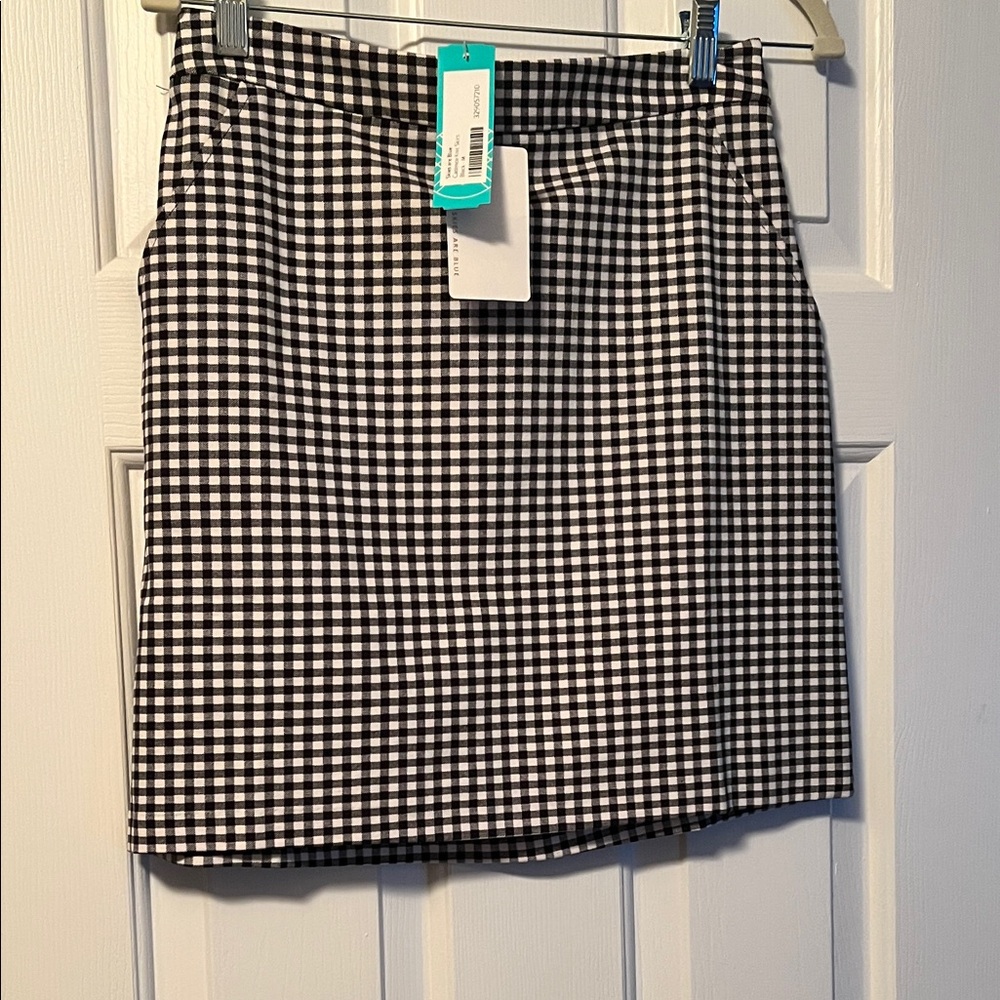 Skies Are Blue Black and White Gingham Pencil Skirt